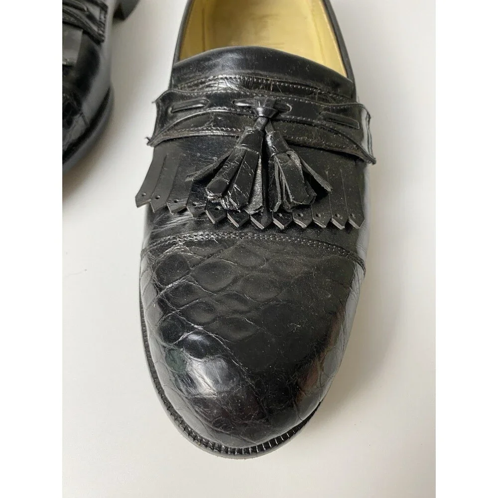 Neiman Marcus Men’s Black Leather Tassel Slip On Shoes 8.5 M